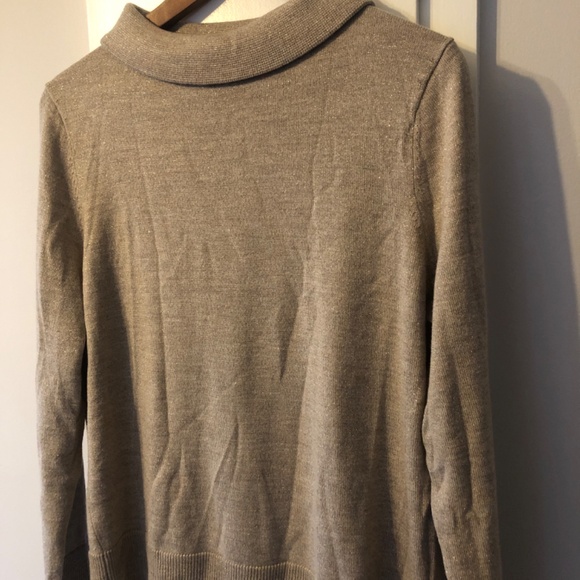 Tan mock neck sweater with simmer thread - Picture 4 of 6